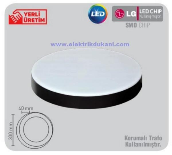 LUSTER 18W S.Ü. DOLUNAY LED ARMATÜR SİYAH KASA 6500K - Image 1