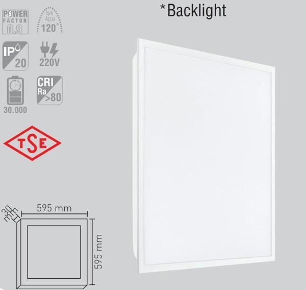 LUSTER BACKLİGHT 48W 60X60 LED PANEL ILIK BEYAZ 4000K - Image 1