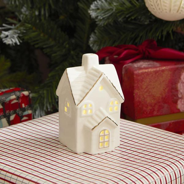 Karaca Home New Year Yılbaşı Ev Şekilli Ledli Dekoratif Obje Beyaz 8,7 x 7,8 x 14 cm - Image 1