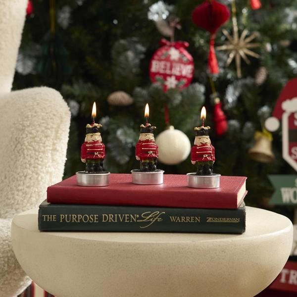 Karaca Home New Year Yılbaşı Nutcracker 3'lü Tealight Mum 11,5x5x7 cm - Image 1