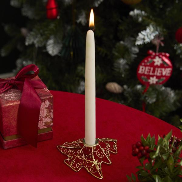 Karaca Home New Year Yılbaşı Ağacı Şekilli Şamdan Mumluk Gold - Image 1