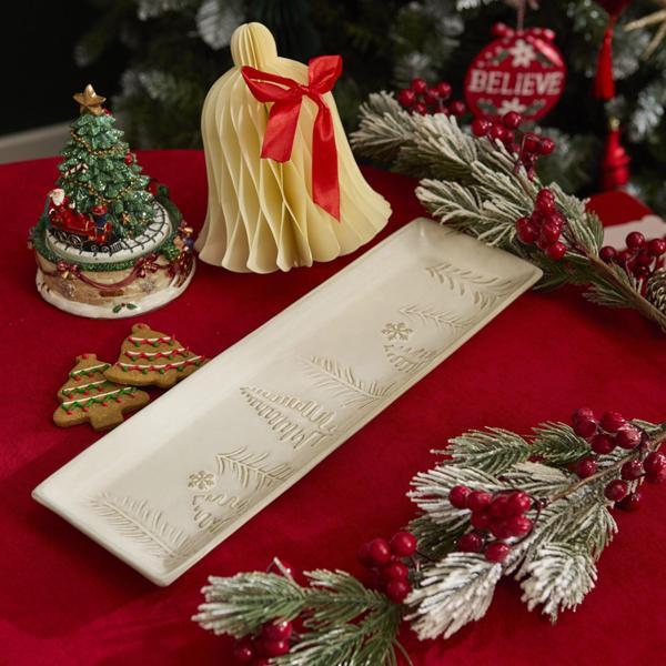 Karaca Home New Year Yılbaşı Trees Dekoratif Tabak 37,4 x 11,7 x 2,4 cm - Image 1