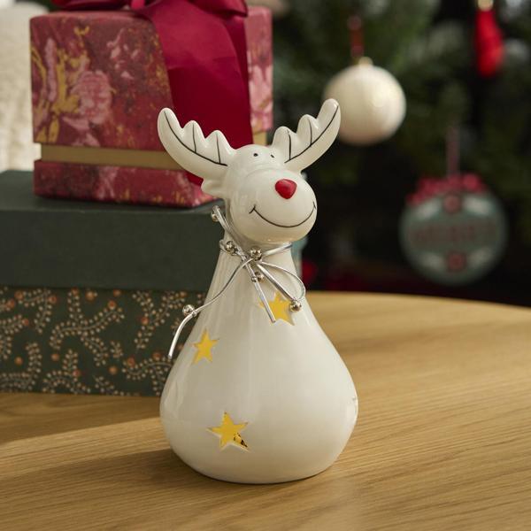 Karaca Home New Year Yılbaşı Yıldız Yansımalı Ledli Geyik Dekoratif Obe 9,5 x 9,5 x 17 cm - Image 1