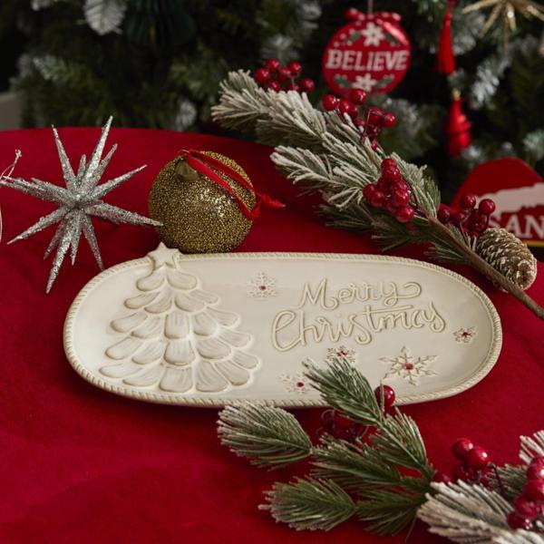 Karaca Home New Year Yılbaşı Merry Christmas Dekoratif Tabak 31x17x3 cm - Image 1