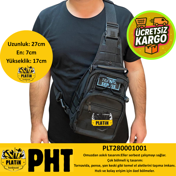 PHT PLATİN HIRDAVAT Teknisyen Çantası Omuz Askılı Mekanikci Elektirkçi Çantası Su Geçirmez plt280001001 - Image 1