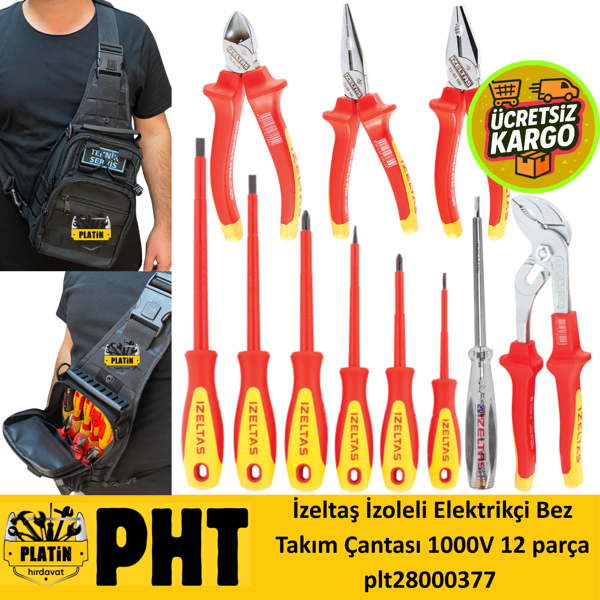 İzeltaş İzoleli Elektrikçi Bez Takım Çantası 1000V 12 parça plt28000377 - Image 1