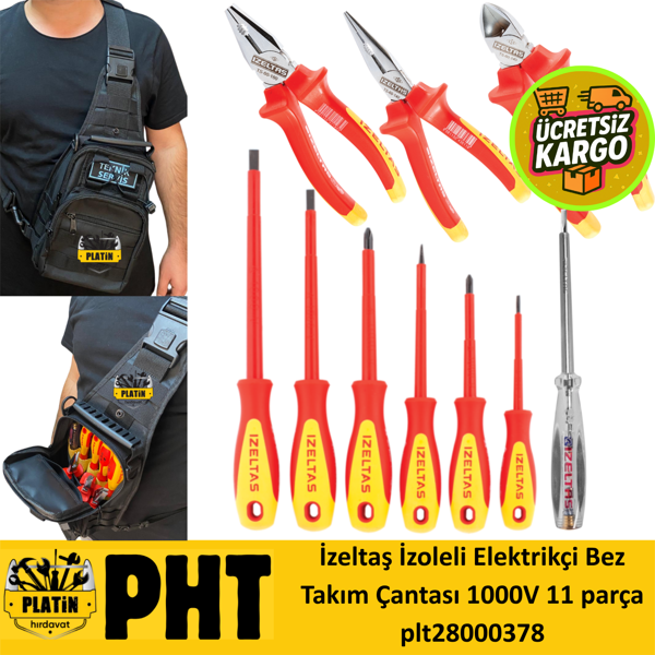 İzeltaş İzoleli Elektrikçi Bez Takım Çantası 1000V 11 parça plt28000378 - Image 1