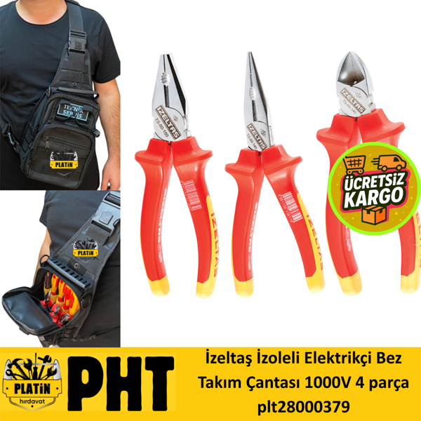 İzeltaş İzoleli Elektrikçi Bez Takım Çantası 1000V 4 parça plt28000379 - Image 1