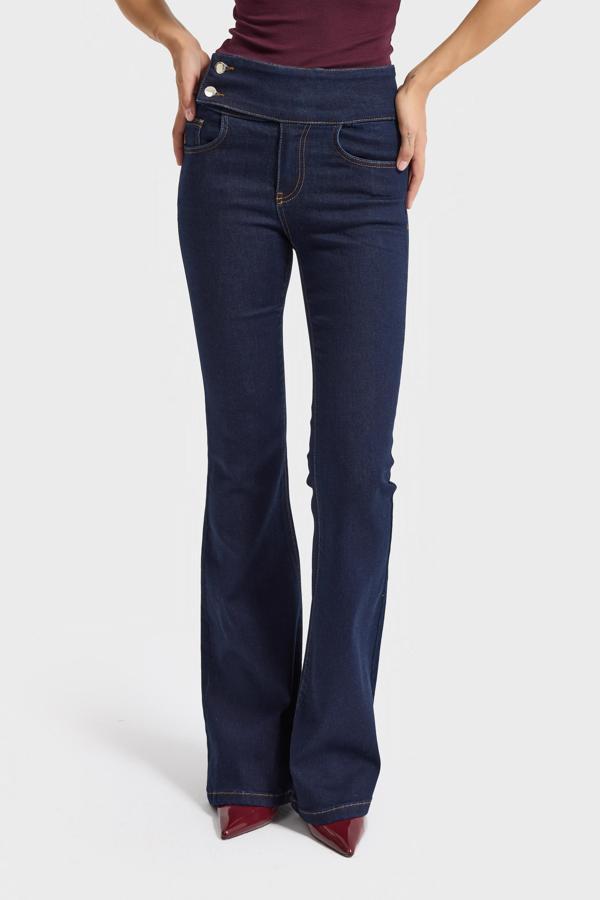Kadın İndigo Renk 7w5-50 Flare Fit Elastan Kumaş Denim Jean - Image 1