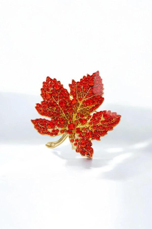 TAŞLI YAPRAK BROŞ - Image 1