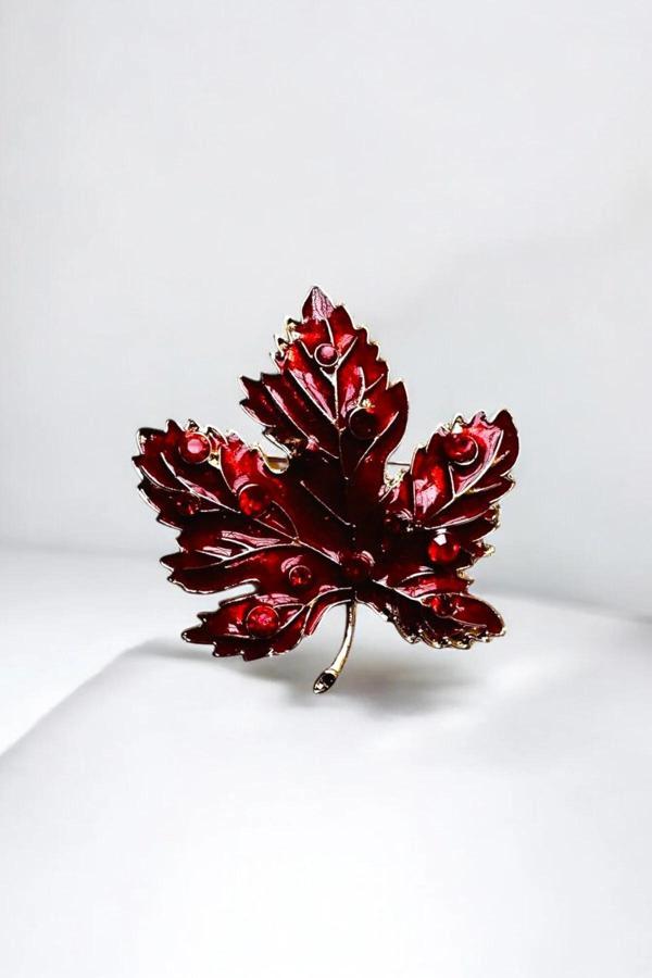 TAŞLI YAPRAK BROŞ - Image 1