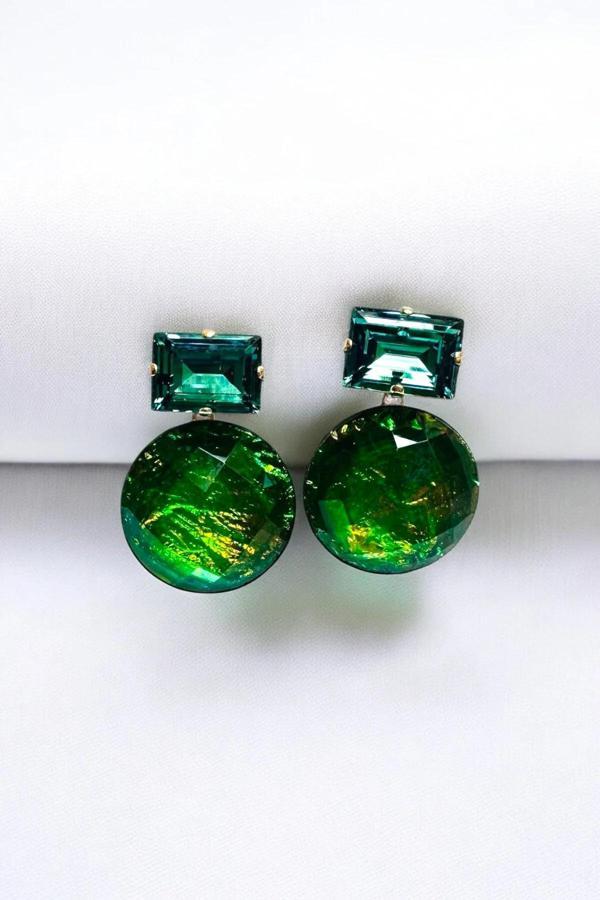 YEŞİL TAŞLI SALLANTILI KÜPE - Image 1