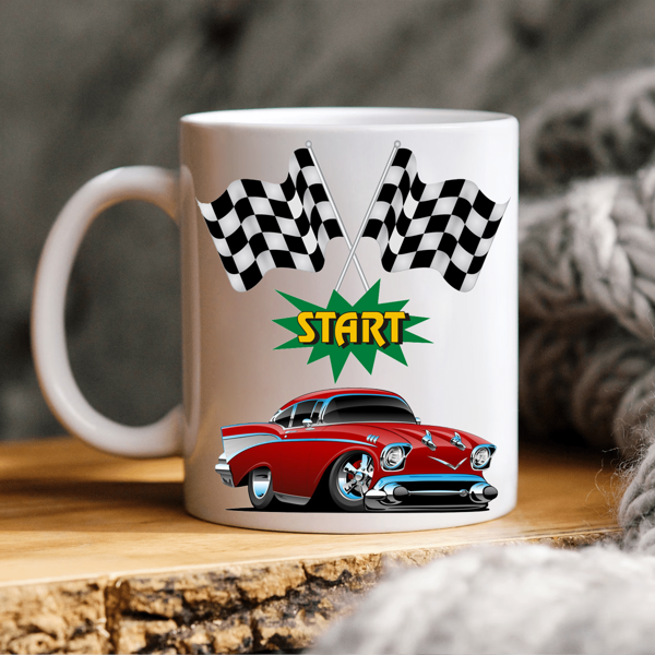 Araba(Racing Team) Otomobil Temalı Kişiye Özel Beyaz Kupa Bardak idbk125 - Image 1