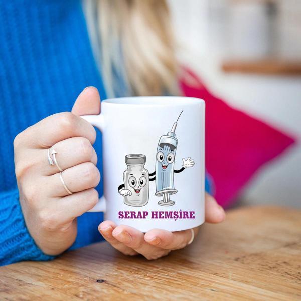 Hemşire temalı İsminize ve  Hemşire ye özel kupa bardak V1 IDBK11 - Image 1