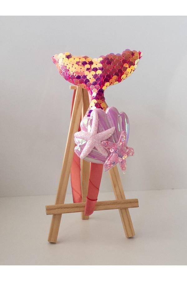 Sweet Twins Accessories Trend Deniz Kızı Çocuk Taç İstiridye Yıldızlı Kırmızı Çocuk Tacı Doğum Günü Parti Tacı - Image 1