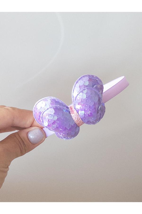 Sweet Twins Accessories Kelebekli Çocuk Taç Mor Pullu Çocuk Tacı - Image 1