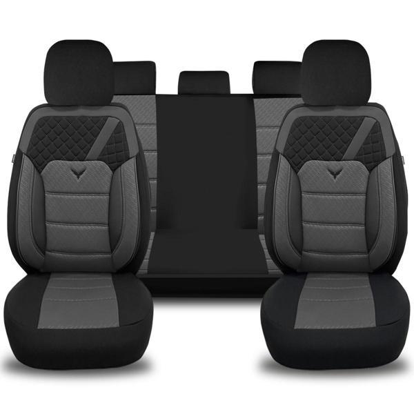 Her Araca Uyumlu Oto Koltuk Kılıfı Tam Set Gofraj / Gri - Image 1