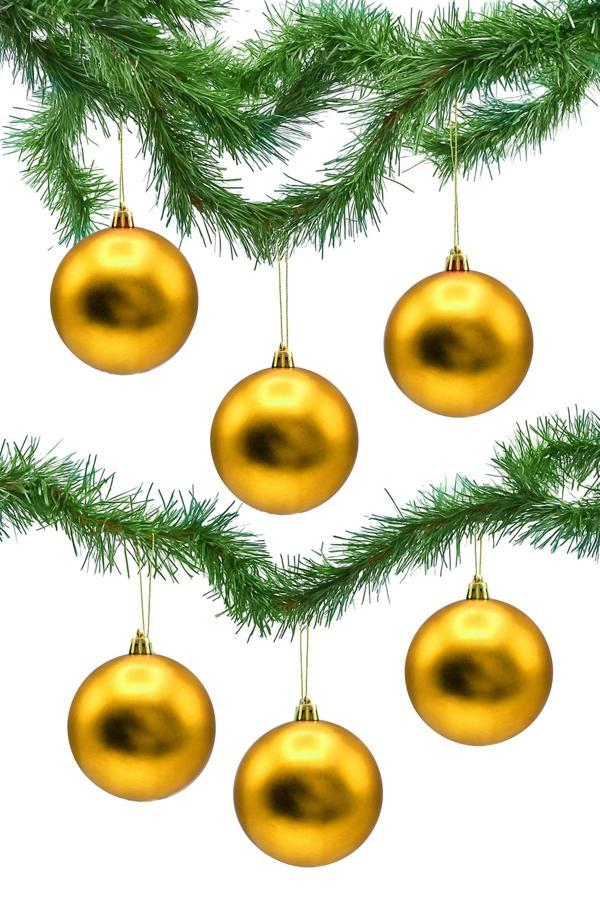 Waldern Yılbaşı Çam Ağacı Süsü Gold 8 Cm Mat 6lı Cici Top - Image 1