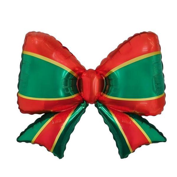 Yılbaşı Partisi Yeşil Kırmızı Kurdela Şekilli Folyo Balon - Image 1
