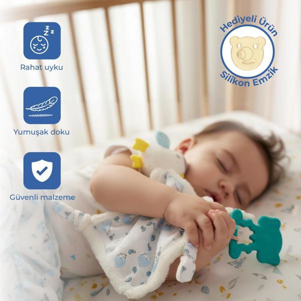Babyjem 926 Birdy Diş Kaşıyıcılı + Silikon Emzik Hediyeli Uyku Arkadaşım Mavi  - Image 1