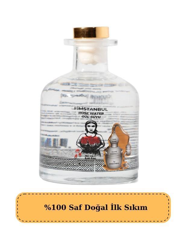 Fimstanbul İlk Sıkım %100 Saf Doğal Gül Suyu 250 ml – Rose Water - Cam Şişe – Yaprak Taneli - Image 1