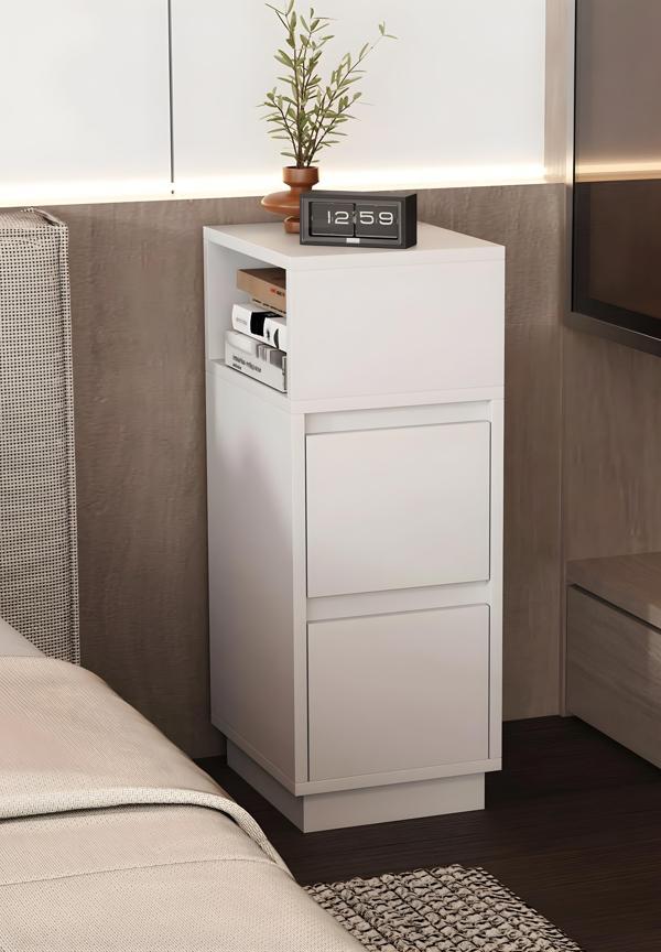 Alve Dar Komodin – 2 Çekmeceli, Değiştirilebilir Açık Bölmeli Yan Sehpa Yatak Odası & Oturma Odası Minimal Tasarım - Image 1