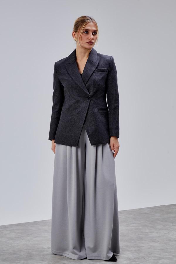 Antrasit Kaşe Astarlı Regular Ceket - Image 1