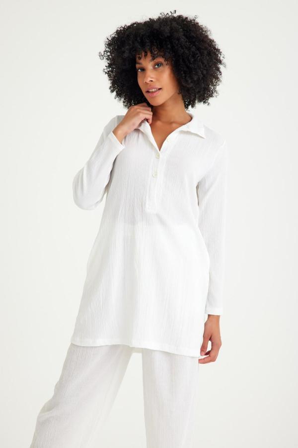 Günlük Rahat Baharlık Salaş Gömlek Yaka Elbise - Image 1