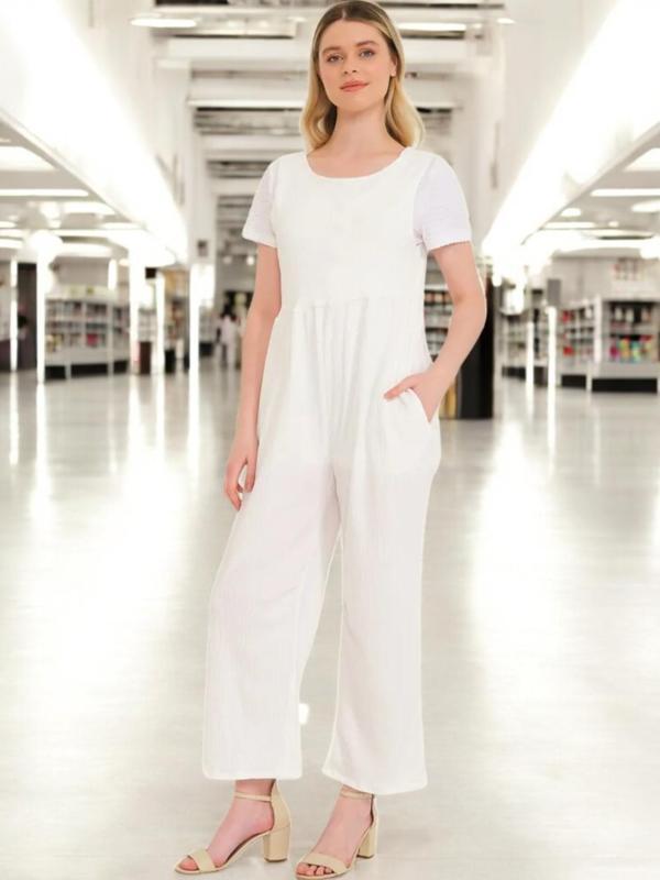 Sırt Detaylı Yazlık Rahat Keten Tulum - Image 1