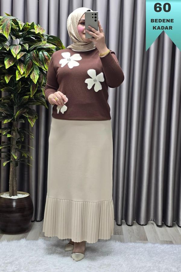 Kadın Giyim Büyük Beden Piliseli Etek  - Image 1