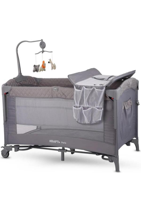 Paris Anne Yanı Sallanır Ara Katlı Oyun Parkı 70x120 cm Black - Image 1