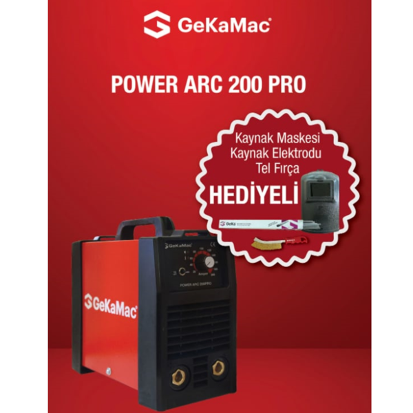 Gekamac Power Arc 200 Pro Inverter Kaynak Makinası +Kaynak Maskesi+Elektrodu Fırçası Hediyeli - Image 1