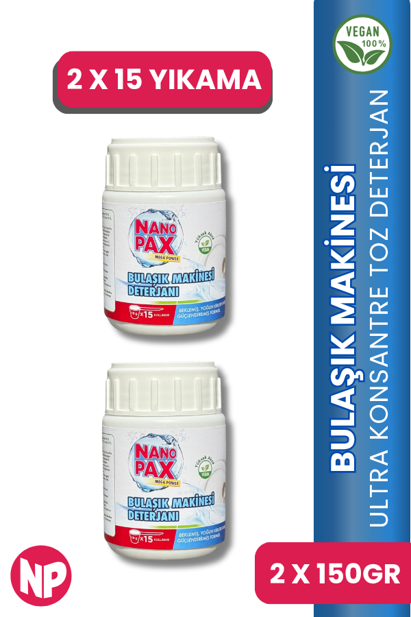 BULAŞIK MAKİNESİ PARLATICILI TOZ DETERJAN 2 X 150 GR - Image 1