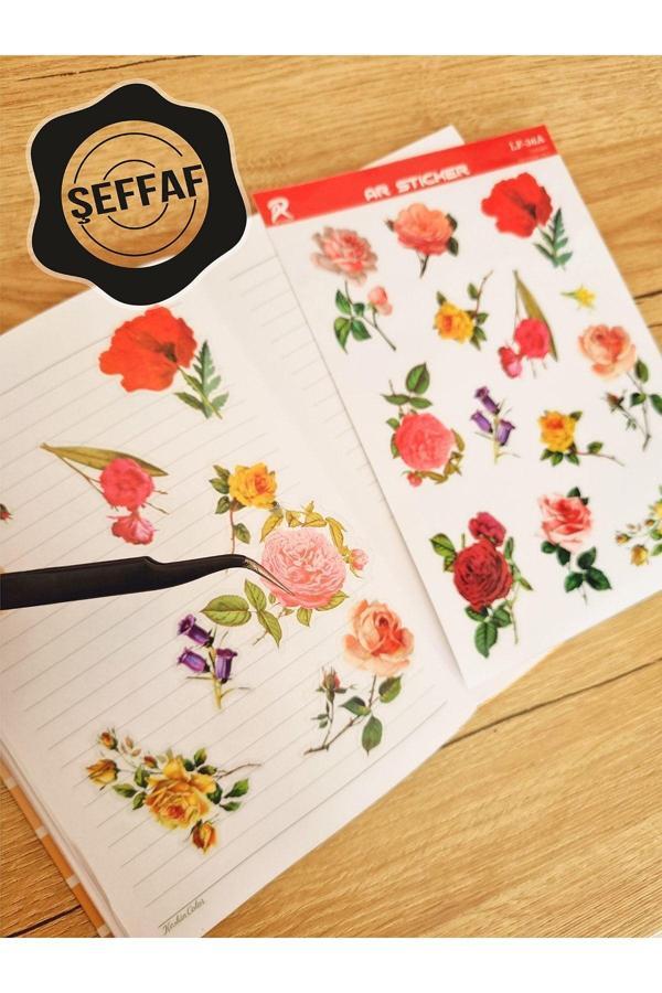Ar Sticker - Şeffaf Floral & Leaf Temalı Laptop Notebook Telefon Tablet Ajanda Sticker Seti - Image 1