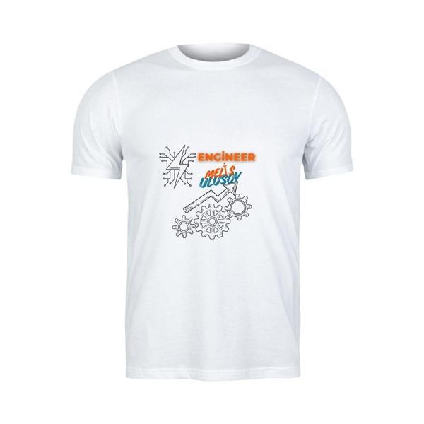 Kişiye Özel Mühendis Tişört - "Engineer [İSİM SOYİSİM]" Tasarımlı Beyaz Unisex Tişört - Image 1