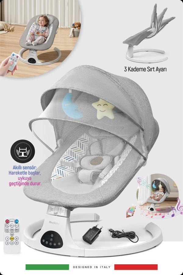 Livenzi Movibaby Hareket Sensörlü Otomatik Ana Kucağı-Grey - Image 1