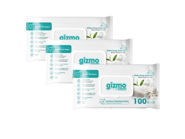 Gizmo Clean Yüzey Temizlik Havlusu Beyaz Sabun Kokulu 3 Paket 300 Yaprak - Image 1