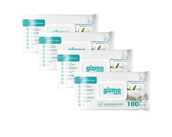 Gizmo Clean Yüzey Temizlik Havlusu Beyaz Sabun Kokulu 4 Paket 400 Yaprak - Image 1