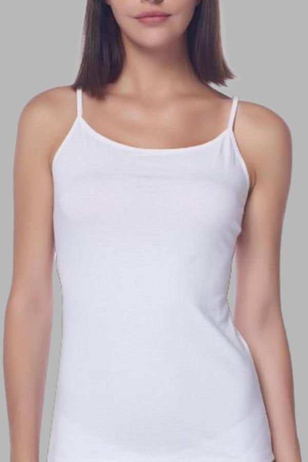 Vien&Karl Kadın 6'Lı Paket Beyaz İp Askılı Pamuklu Kadın Üst İç Çamaşırı - Image 1