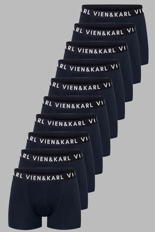 Vien&Karl Erkek Lacivert 10'Lu Paket Düz Likralı Boxer Şort - Image 1