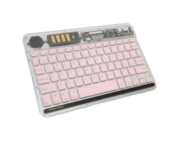 ZR612 Rgb Şeffaf Pembe Bluethooth Klavye - Image 1