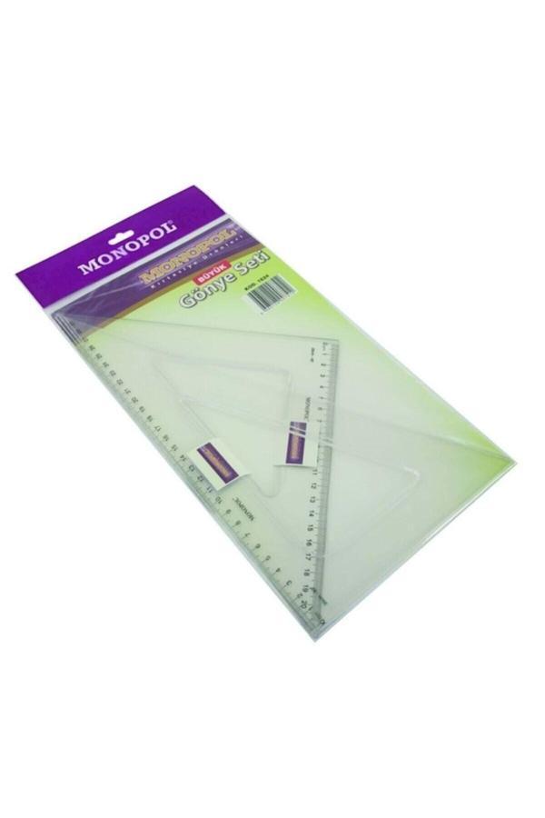 Monopol Şeffaf Büyük Gönye Seti Kod:1624 60 Ve 45 Derece Cetvel Set - Image 1