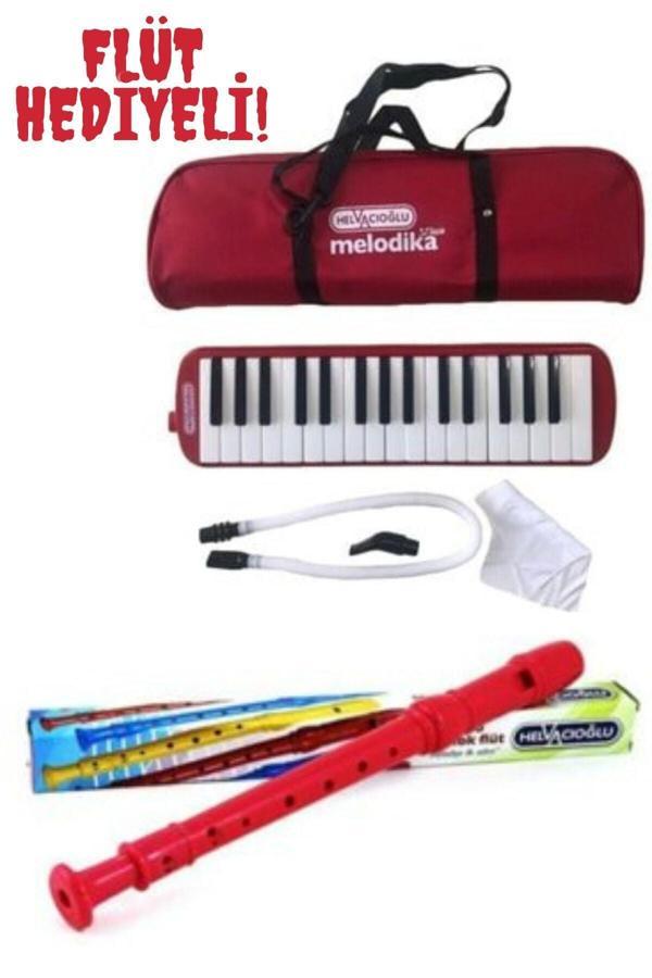 Helvacıoğlu Melodika Melodika Kırmızı 32 Tuşlu Melodika 1 Adet Kırmızı Flüt Hediyeli - Image 1