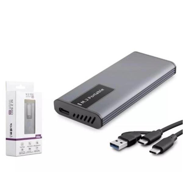 Hadron Hdx1780 Ssd Kutu Type-C3.1 + Usb3.0 Nvme + Ngff M2 Alüminyum + Plastik Chip Rtl9210B Rgb Gri - Image 1