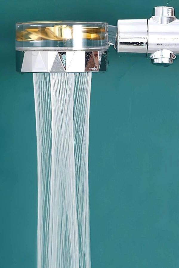 Turbo Duş Başlığı Su Tasarruflu 360 Hareketli Pervaneli Tazyikli Tuşlu Duş Başlığı (5365) - Image 1