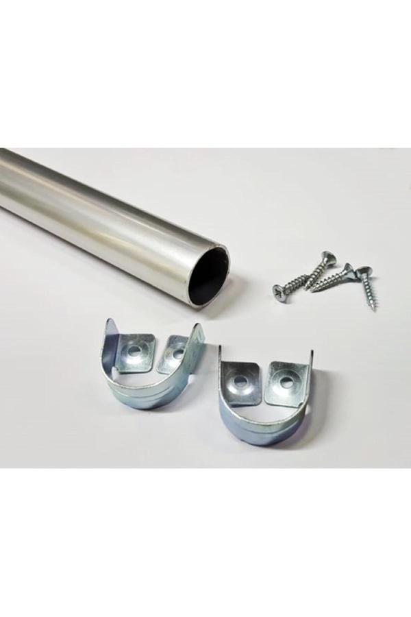 Sucuoğlu Yuvarlak 120 Cm Dolap Içi Askı Borusu 2 Adet Flanş Vidaları(İstenilen Ölçüye Göre Kesim) - Image 1