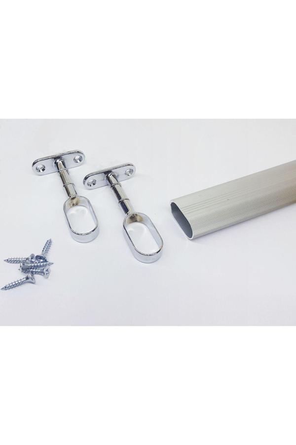 Şahin Gardırop Elbise Askı Borusu Alüminyum Dolap Borusu 1 Adet 110 Cm Ve Boru Başlığı - Image 1