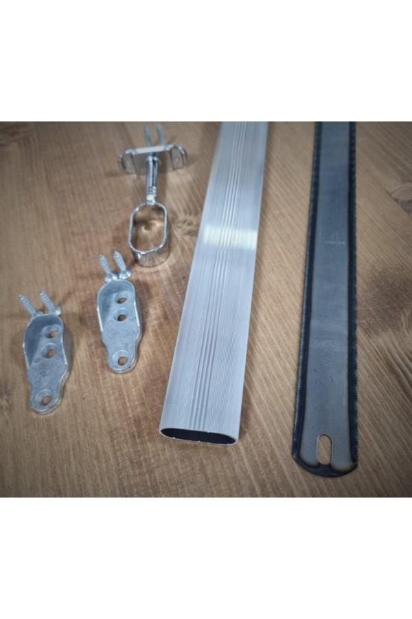 Ersa U Alüminyum 70 Cm Uzunluk Dolap Aski Borusu 2 Adet Flanş Vida 1 Adet Ayaklı Orta Flanş Testere - Image 1