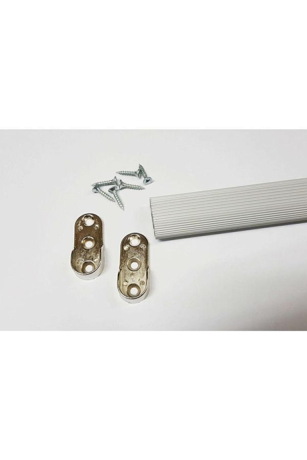 Şahin Gardırop Elbise Askı Borusu Alüminyum Dolap Borusu Oval 1 Adet 110 Cm Ve 2 Adet Boru Başlığı - Image 1