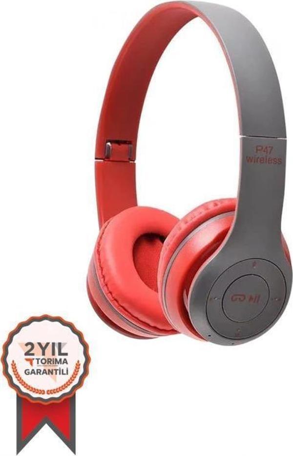 Torima P47 Extra Bass Wireless Bluetooth Kulaklık 5.0+EDR FM Radyo Kırmızı - Image 1